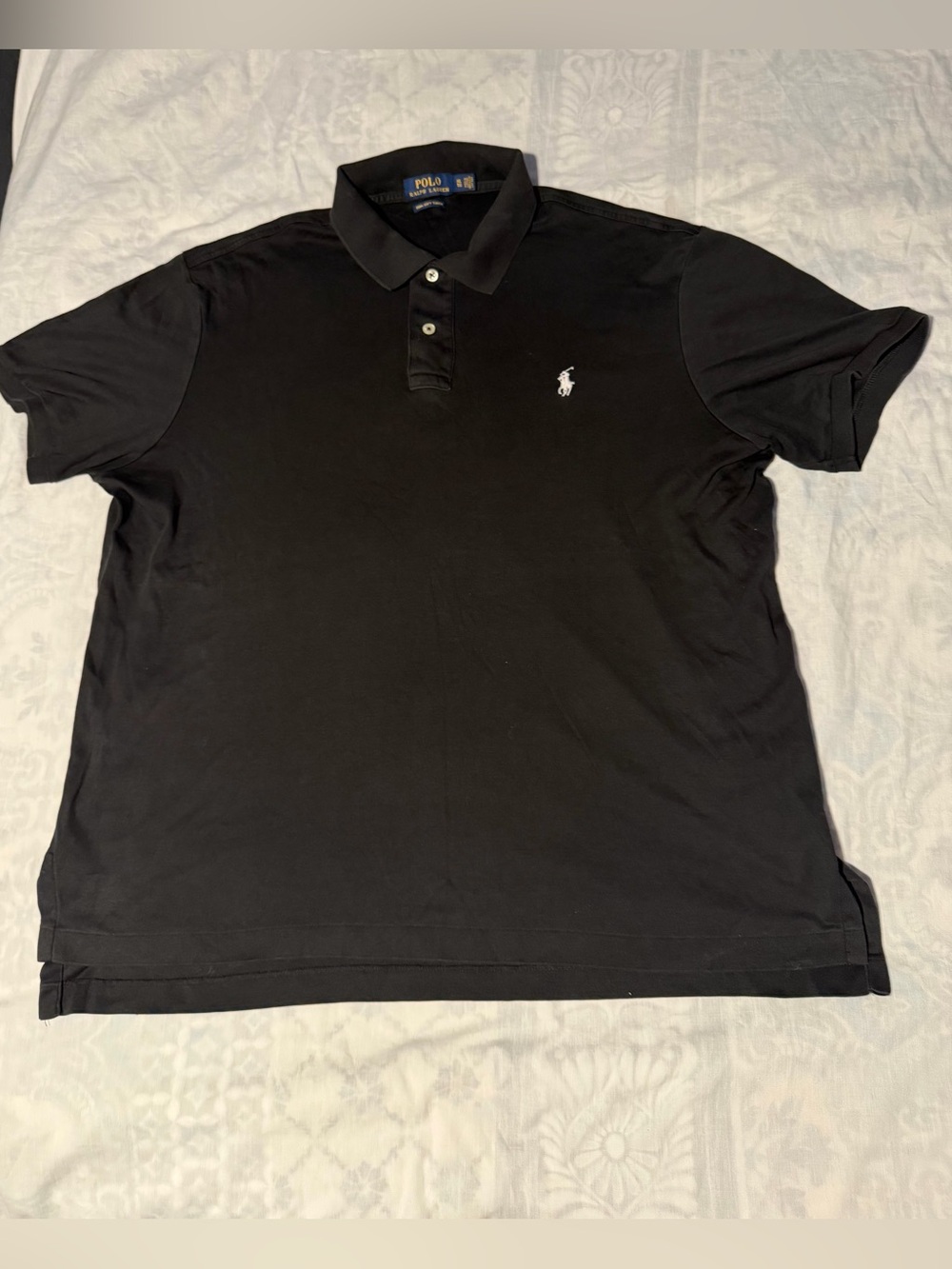 Ralph Lauren Black Short-Sleeve Polo with White Pony Logo size XL